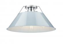  3306-3FM CH-DB - Orwell CH 3 Light Flush Mount in Chrome with Dusky Blue shade